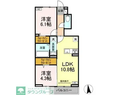 キャピタルワン(2LDK/1階)の間取り写真