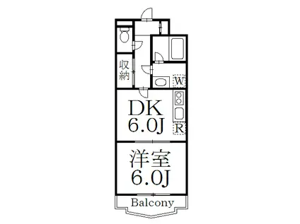 ヴェルテーユ中野(1DK/3階)の間取り写真