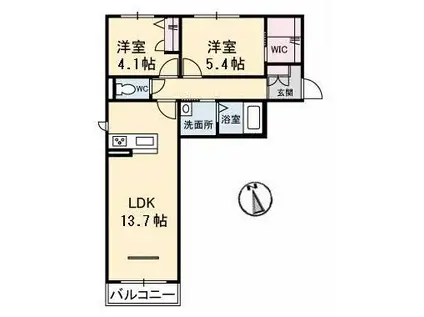 COLLINA II(2LDK/2階)の間取り写真