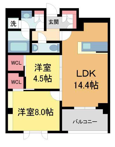 シャーメゾンステージ香櫨園(2LDK/3階)の間取り写真