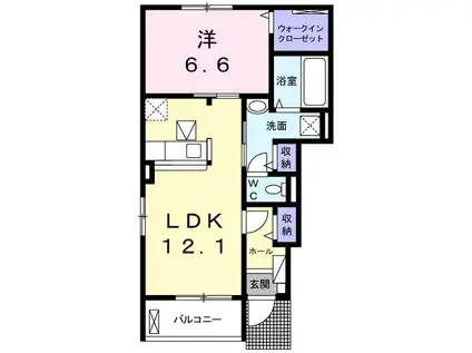 ラヴィエベル(1LDK/1階)の間取り写真