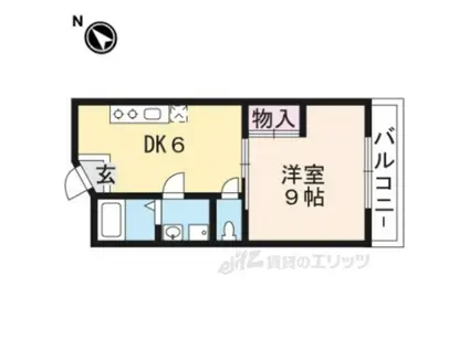 レイクサイドヒカリ(1DK/2階)の間取り写真