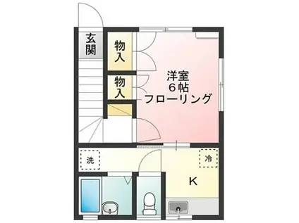 アップハウス(1K/2階)の間取り写真