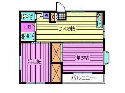 サンハイツ大成(2DK/2階)の間取り写真