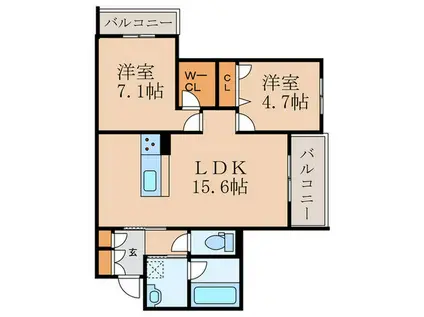 シャーメゾンシエロ(2LDK/3階)の間取り写真