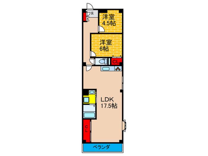シャルム守口(2LDK/3階)の間取り写真