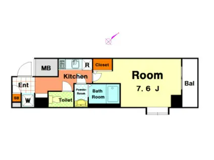 ステージファースト八王子(1K/4階)の間取り写真