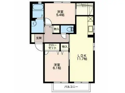 MASTTOWN川崎西A(2LDK/2階)の間取り写真