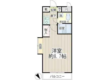 リヴェール川崎(ワンルーム/2階)の間取り写真