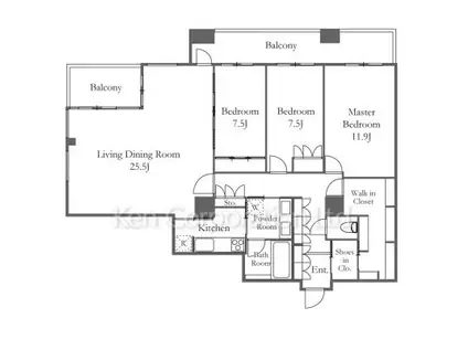 六本木ヒルズレジデンス(4LDK/9階)の間取り写真