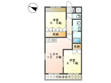ピースフルアイ(2LDK/1階)の間取り写真