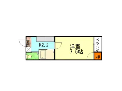 リバーサイドヒルズ(1K/3階)の間取り写真