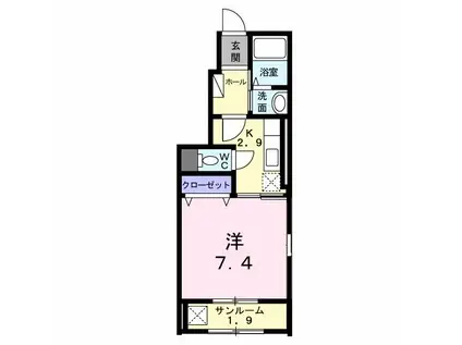 ビューハイツ(1K/1階)の間取り写真