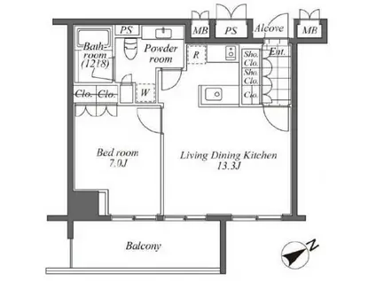 オーパスレジデンス恵比寿(1LDK/3階)の間取り写真