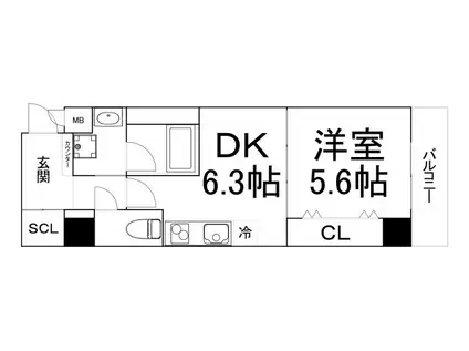 ベルフォーレ イガ(1DK/5階)の間取り写真