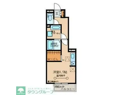 ウィングS IV(ワンルーム/1階)の間取り写真