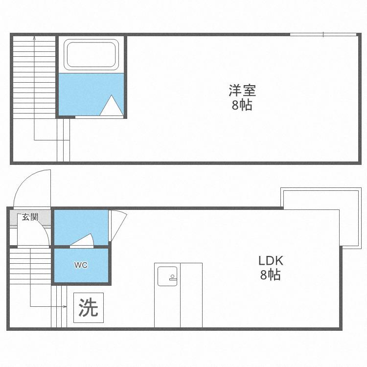 AMSN19(1LDK/2階)の間取り写真