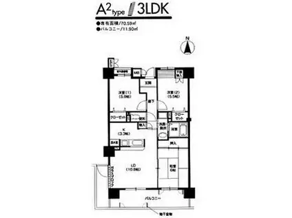 サンパティーク(3LDK/2階)の間取り写真