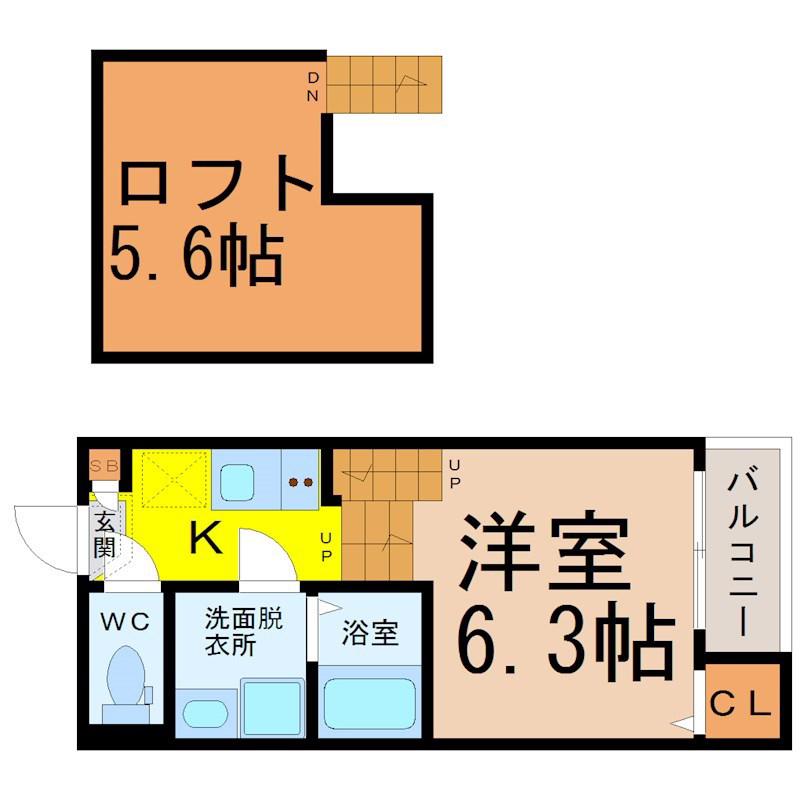 パークレジデンス東海通(1SK/1階)の間取り写真