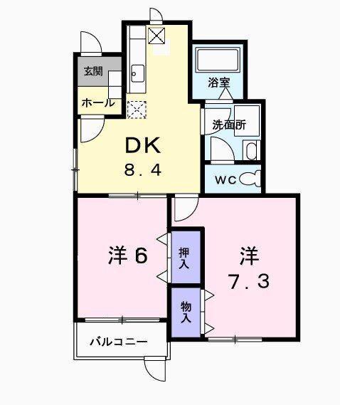 サンシティ東新田A(2DK/1階)の間取り写真
