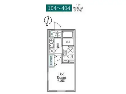 グランヴィル永福町(1K/2階)の間取り写真