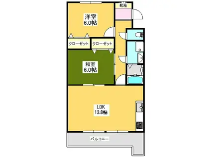 宮地マンション(2LDK/1階)の間取り写真