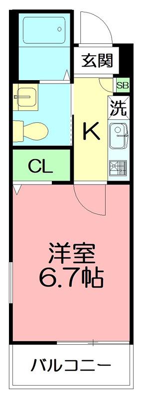 アルブル海老名(1K/3階)の間取り写真