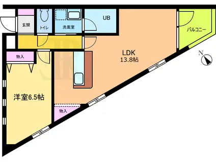 パリセード(1LDK/3階)の間取り写真