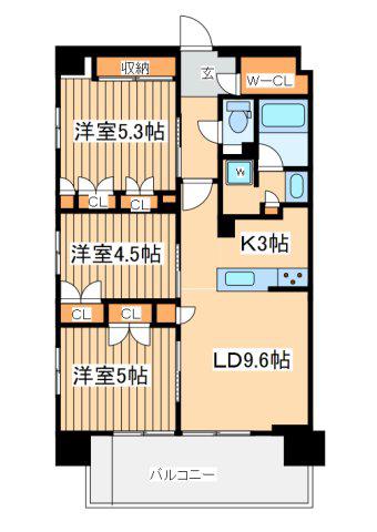 クリオ横濱ベイフォート(3LDK/11階)の間取り写真