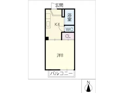 フレグランス桐林(1K/1階)の間取り写真