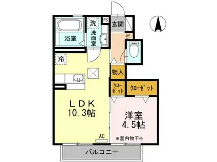 静岡鉄道静岡清水線 柚木駅(静岡鉄道) 徒歩39分 2階建 築11年(1LDK/1階)の間取り写真