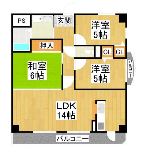 ルナ・ピエーナ泉北(3LDK/5階)の間取り写真