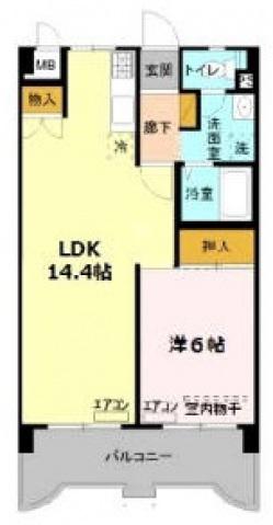 ティ・ワイパレス(1LDK/2階)の間取り写真