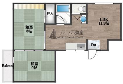 セントラルパークビル(2LDK/4階)の間取り写真