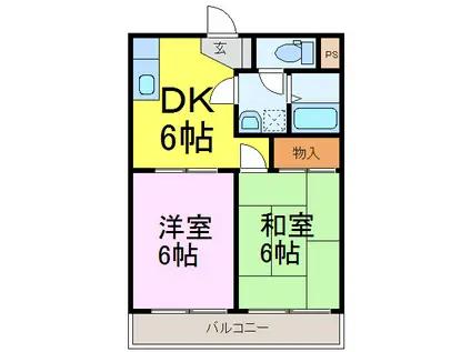 ラ・リベルテ(2DK/1階)の間取り写真