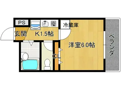エルミタージュ都(1K/2階)の間取り写真