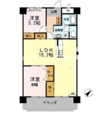 フィオーレ・アダチ(2LDK/2階)の間取り写真