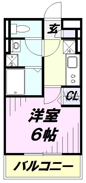 プランドール(1K/2階)の間取り写真