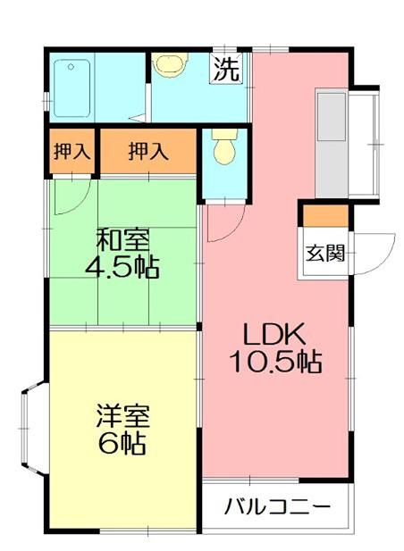 メゾンサンライトIII(2LDK/2階)の間取り写真