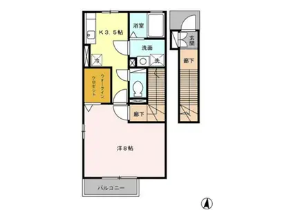 ボンヌ―ル アビタシオン(1K/2階)の間取り写真