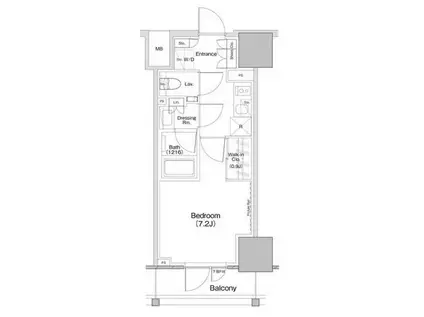 ザ・パークハビオ板橋区役所前(1K/11階)の間取り写真
