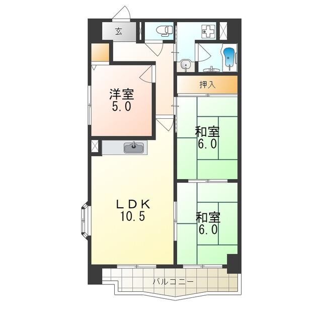 クレストサンシエル(3LDK/6階)の間取り写真
