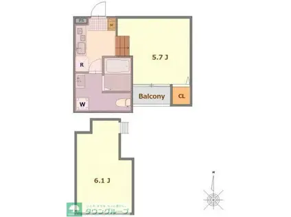 BELLA CASA日進(1K/2階)の間取り写真