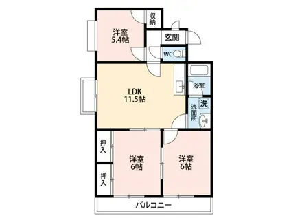 シャンピア(3LDK/2階)の間取り写真