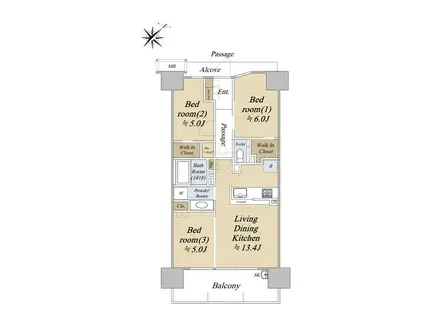 シティテラス藤沢鵠沼ブリーズコート(3LDK/3階)の間取り写真