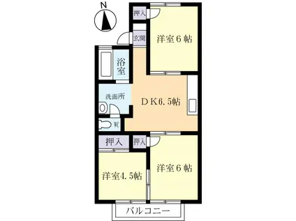 ハウスサンライト(3DK/1階)の間取り写真