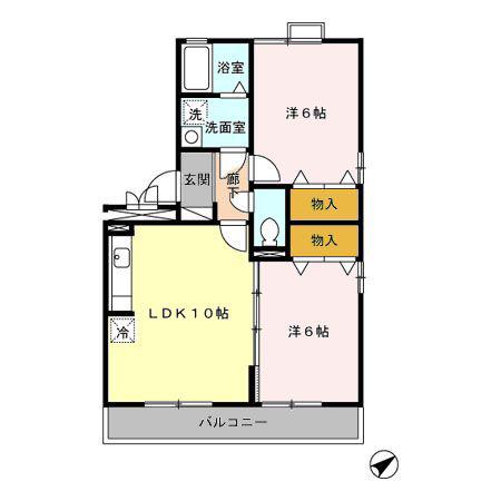 マウンテンクレストヴュー(2LDK/3階)の間取り写真