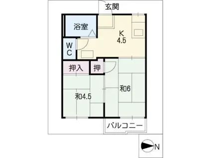 タウニー鹿田(2K/1階)の間取り写真