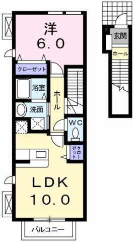 FELICITY A(1LDK/2階)の間取り写真