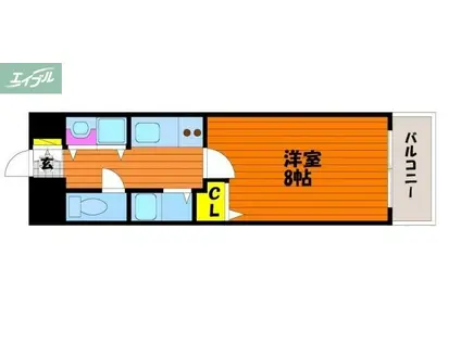 スタシオン南(1K/6階)の間取り写真